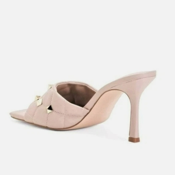 Marc Fisher Quilted Studded Square Toe Stiletto Heel Sandals Size 8.5 - Picture 3 of 11